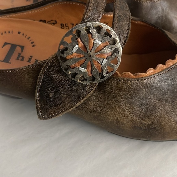 Think! Mary Jane Brown Leather Round Heels Mules Size 37 US 6.5 - Picture 5 of 9